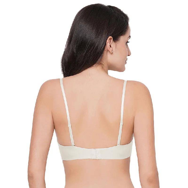 Basic Mold Padded  Non Wired 3/4Th Cup Everyday Wear Seamless T-Shirt Bra - Cream