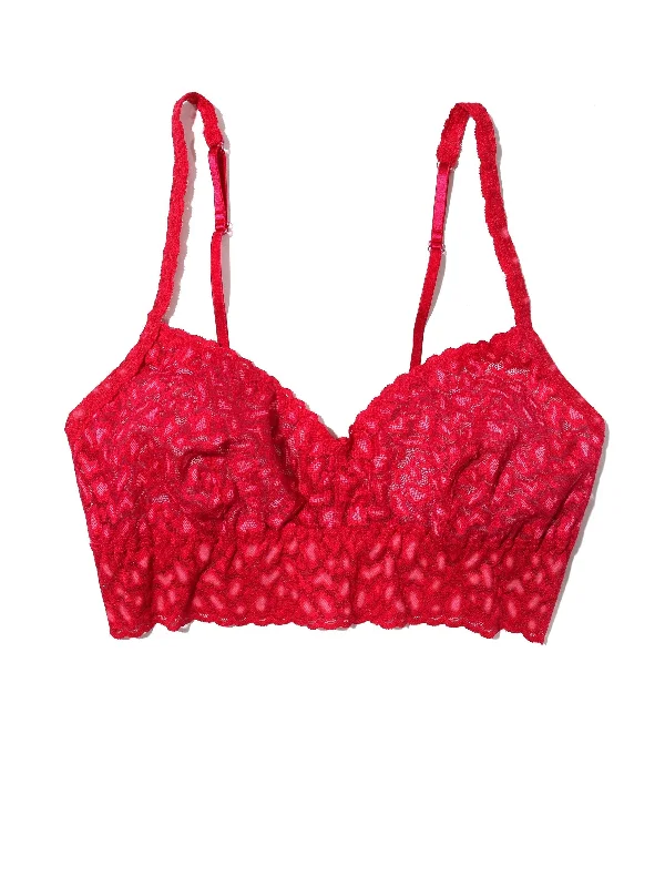 Cross Dyed Leopard V-Neck Retro Bralette Berry Sangria Sale