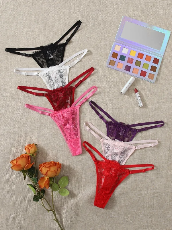 7pack Contrast Lace Panty Set