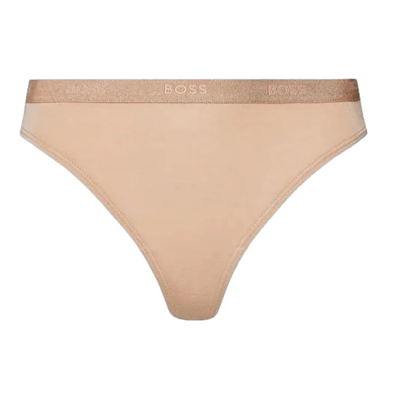 BOSS Womens Thong With Logo Waistband - Light/Pastel Brown