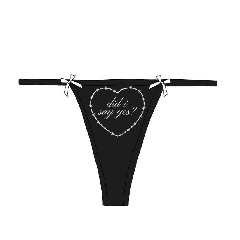 ""Did I Say Yes?"" Barbed Heart Bow Thong