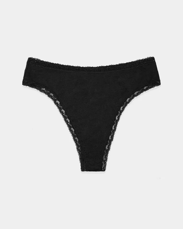 High Waisted Thong  - Black