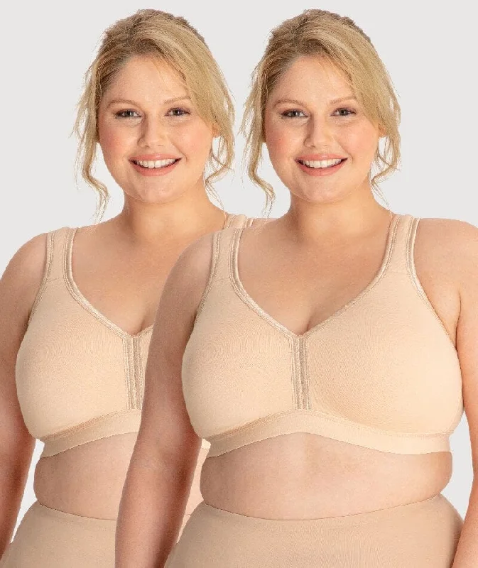 Ava & Audrey Faye Cotton Wire-free Support Bra 2 Pack - Frappe