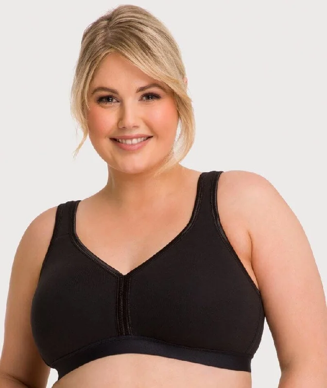 Ava & Audrey Faye Cotton Wire-free Support Bra 3 Pack - Black