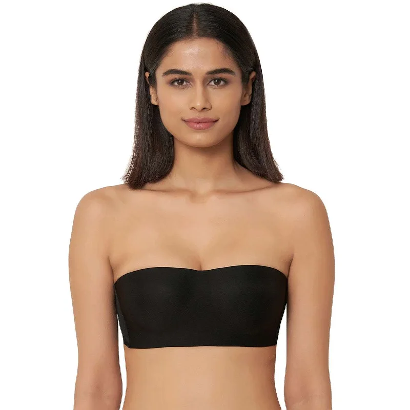 Basic Non Wire Strapless Padded Half Cup Bra  - Black