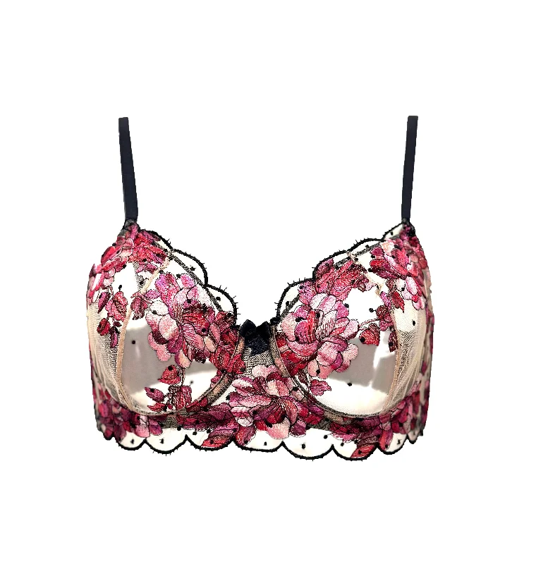 Blossom Floral Embroidered Tulle Underwire Bra