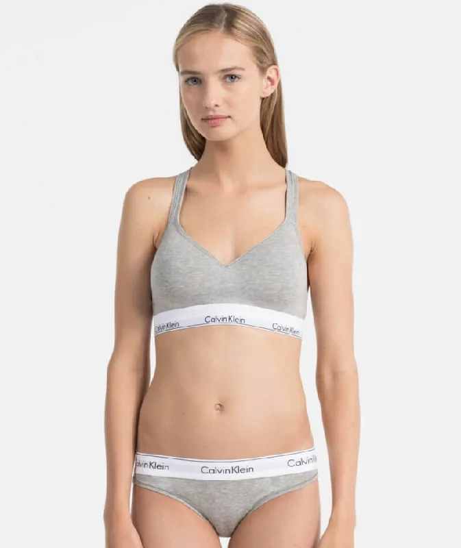 Calvin Klein Modern Cotton Lightly Lined Bralette - Grey Heather