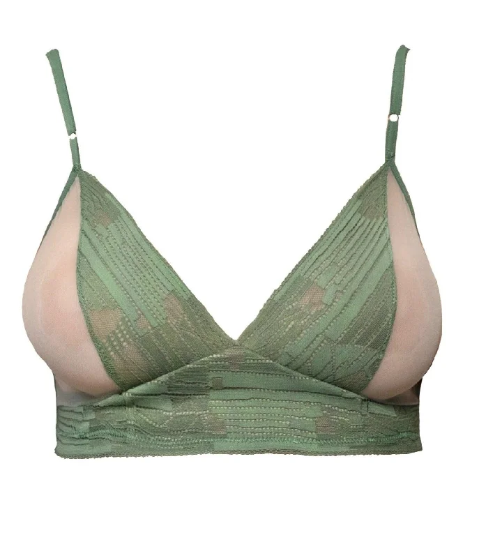 Cleopatra Green Geometric Lace Triangle Bralette