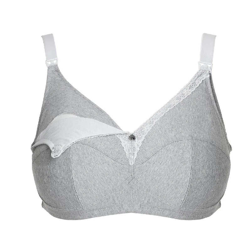 Cotton Maternity Bra - Grey Marl