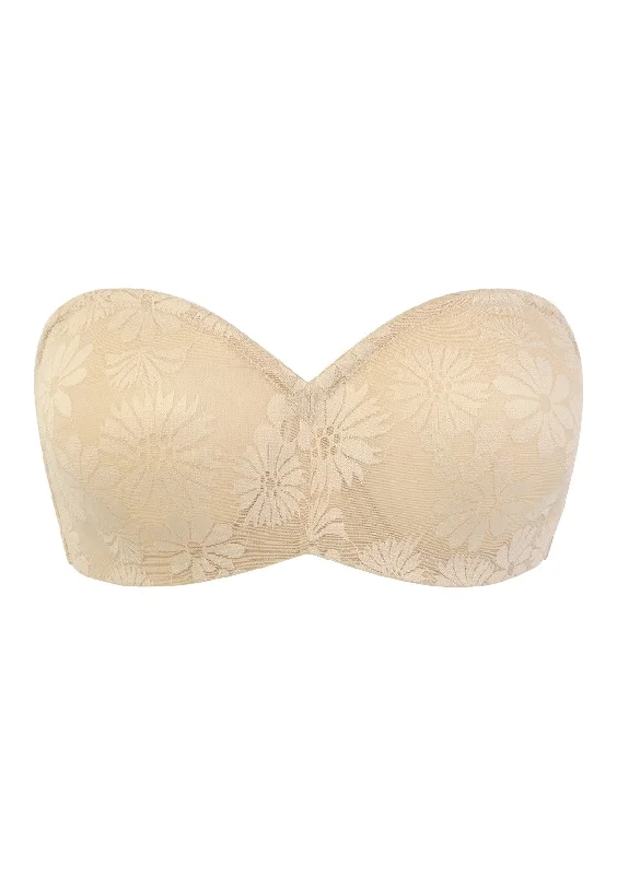 Daisy Lace Non-padded Strapless Minimizer Underwire Bra