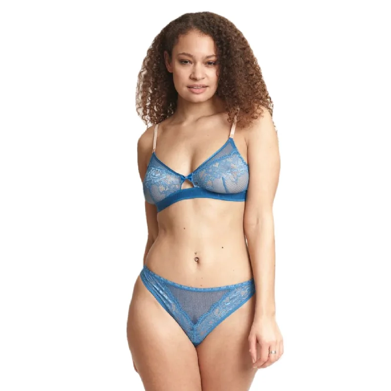 Elle Intimates 24/7 Lace Triangle Bralette Blue