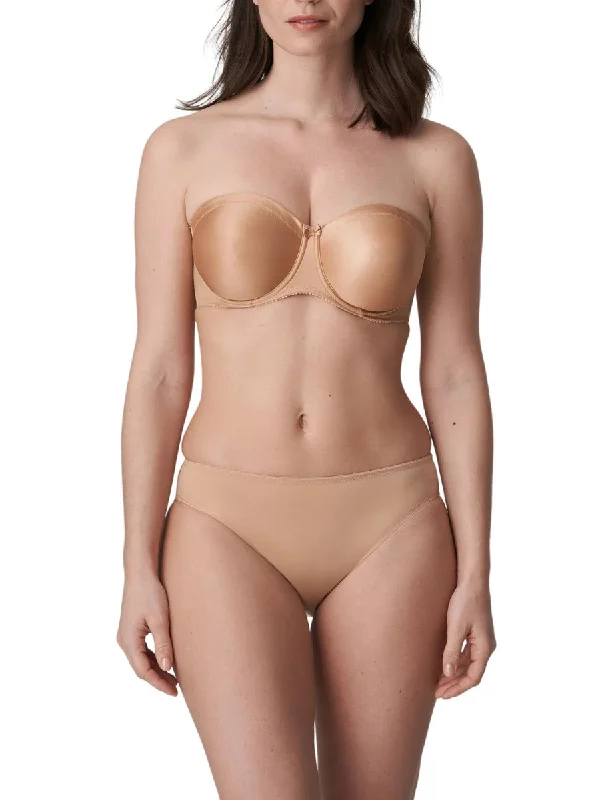 Satin Non Padded Strapless Bra - Cognac