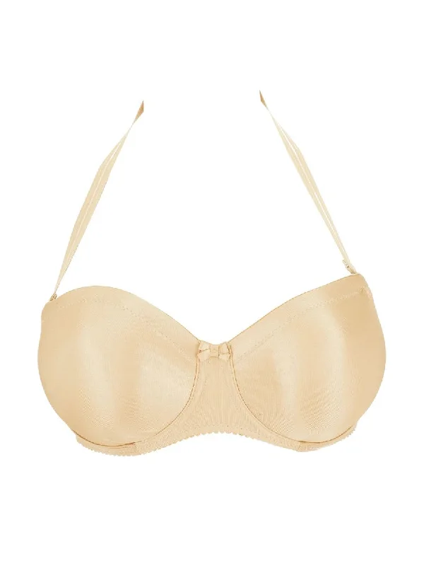 Satin Non Padded Strapless Bra - Cognac