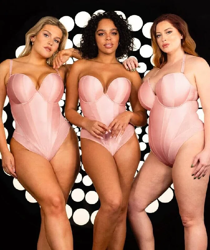 Scantilly Classique Plunge Padded Strapless Bodysuit - Powdery Pink