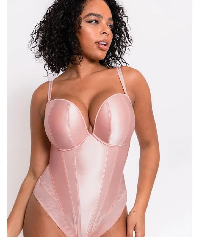 Scantilly Classique Plunge Padded Strapless Bodysuit - Powdery Pink