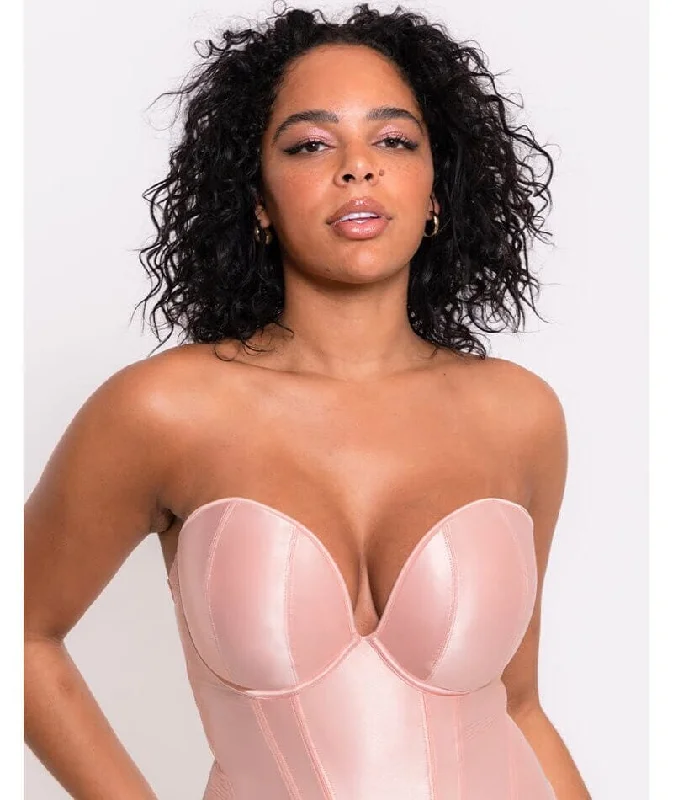 Scantilly Classique Plunge Padded Strapless Bodysuit - Powdery Pink