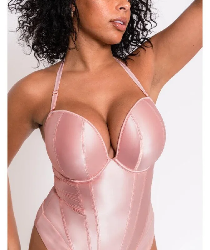 Scantilly Classique Plunge Padded Strapless Bodysuit - Powdery Pink