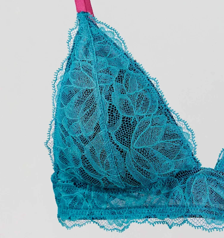 Turquoise lace & navy padded triangle