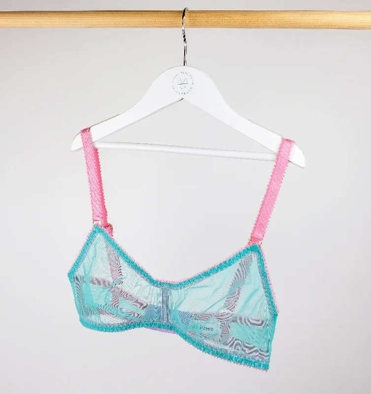 Turquoise mesh & peony bralette