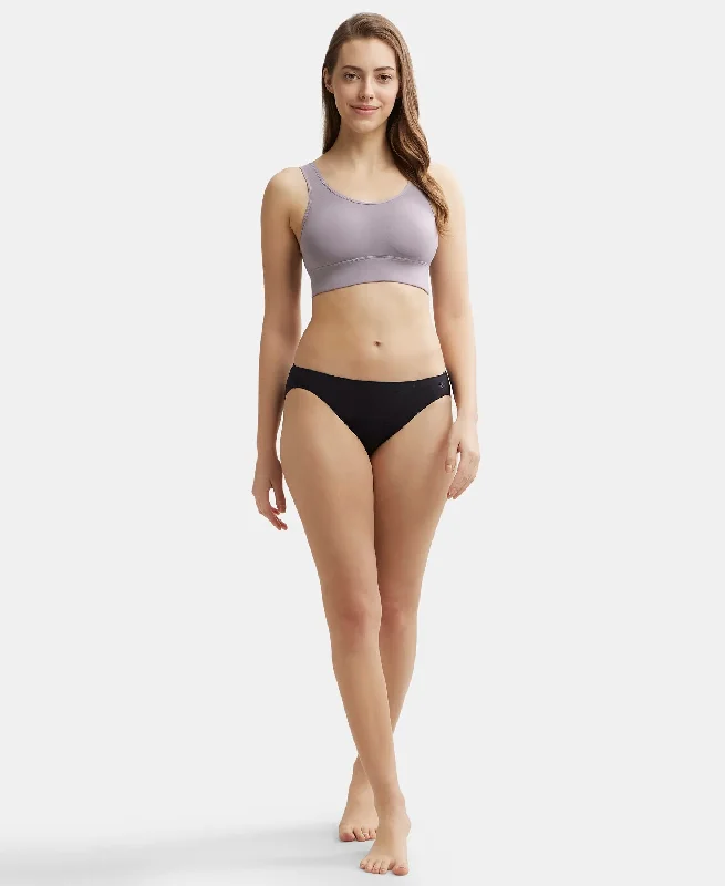 Wirefree Padded Tencel Lyocell Elastane Stretch Full Coverage Lounge Bra with Stay Fresh Properties and Removable Pads - Minimal Grey